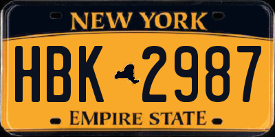 NY license plate HBK2987