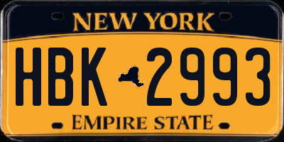 NY license plate HBK2993