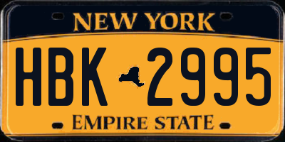 NY license plate HBK2995