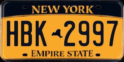 NY license plate HBK2997