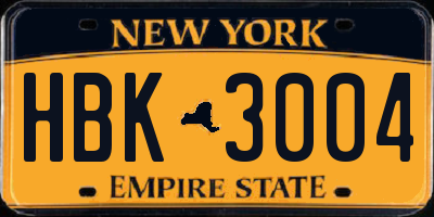 NY license plate HBK3004