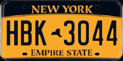 NY license plate HBK3044