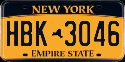 NY license plate HBK3046