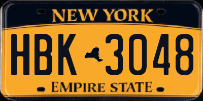 NY license plate HBK3048