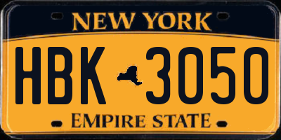 NY license plate HBK3050
