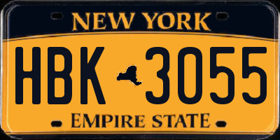 NY license plate HBK3055