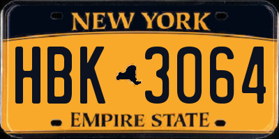 NY license plate HBK3064