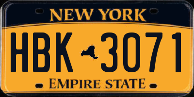 NY license plate HBK3071