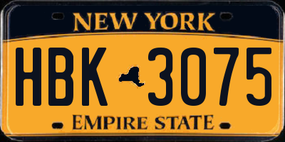 NY license plate HBK3075