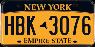 NY license plate HBK3076