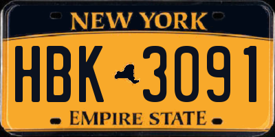 NY license plate HBK3091