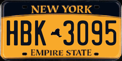 NY license plate HBK3095