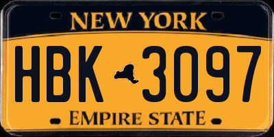 NY license plate HBK3097