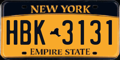 NY license plate HBK3131