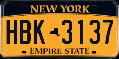 NY license plate HBK3137