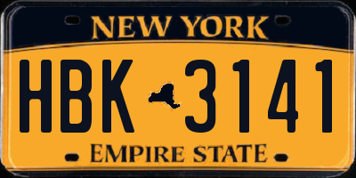 NY license plate HBK3141