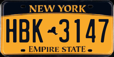 NY license plate HBK3147