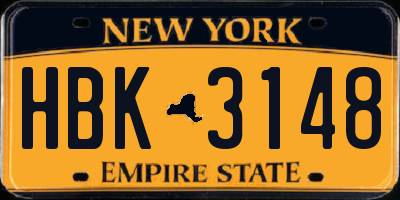 NY license plate HBK3148