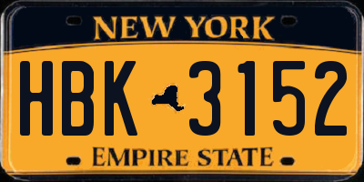 NY license plate HBK3152