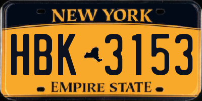 NY license plate HBK3153