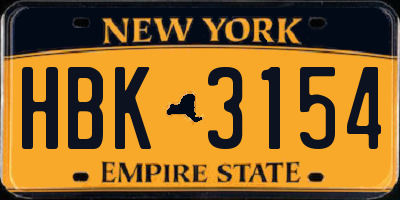 NY license plate HBK3154