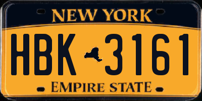 NY license plate HBK3161