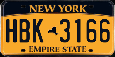 NY license plate HBK3166