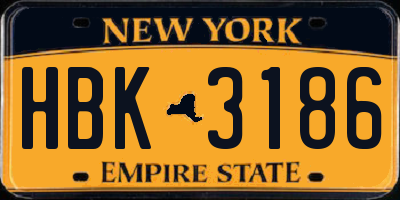 NY license plate HBK3186