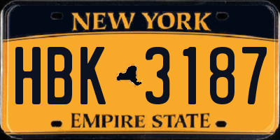 NY license plate HBK3187