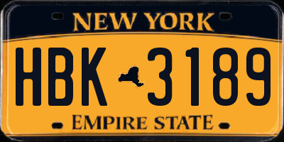 NY license plate HBK3189