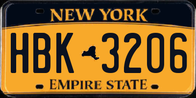 NY license plate HBK3206