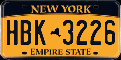 NY license plate HBK3226