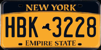 NY license plate HBK3228