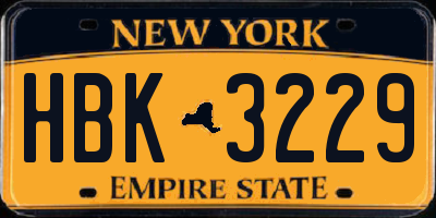 NY license plate HBK3229