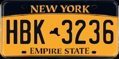 NY license plate HBK3236
