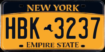 NY license plate HBK3237