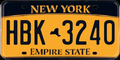 NY license plate HBK3240
