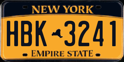 NY license plate HBK3241