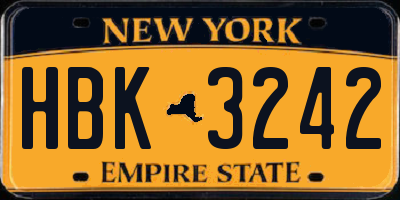 NY license plate HBK3242