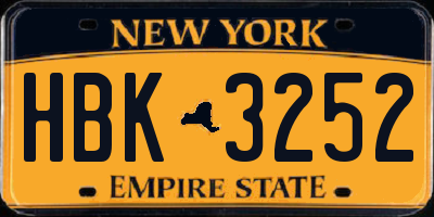 NY license plate HBK3252