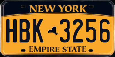 NY license plate HBK3256