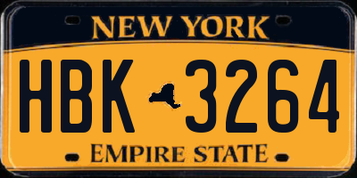 NY license plate HBK3264