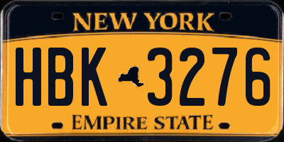NY license plate HBK3276