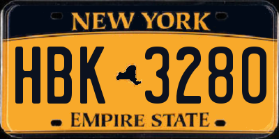 NY license plate HBK3280