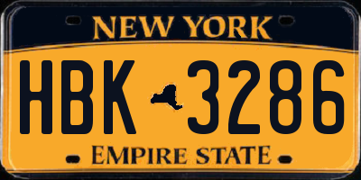NY license plate HBK3286