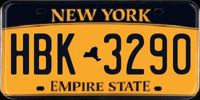 NY license plate HBK3290