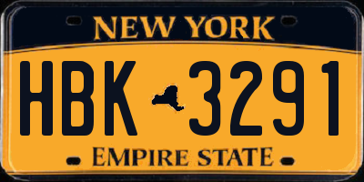 NY license plate HBK3291
