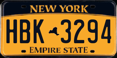 NY license plate HBK3294