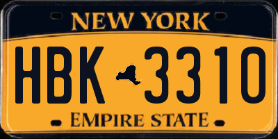 NY license plate HBK3310