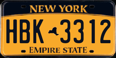NY license plate HBK3312